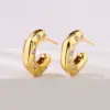 Wholesale 1 Pair Fashion C Shape Inlay Copper Zircon 18k Gold Plated Ear Studs