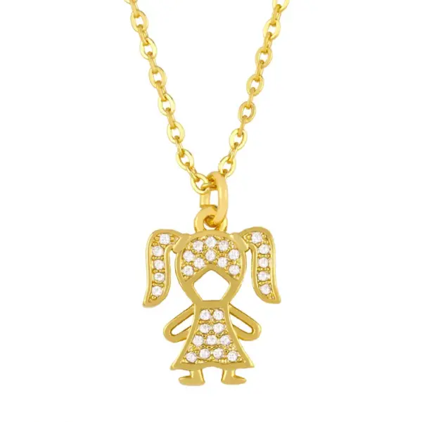 Wholesale Jewelry Vacation Simple Style Doll Copper Diamond Cable Chain Necklace