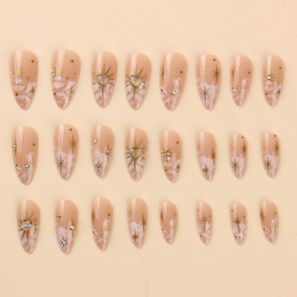Wholesale Wear nail point drill almond long white halo nail art removable fake nails