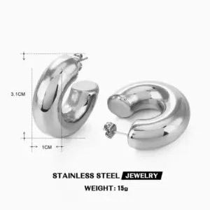 Large C- Shaped Earrings-ZN383S