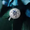 Wholesale Fashion Geometric Exquisite Zircon Round Diamond Engagement Copper Ring