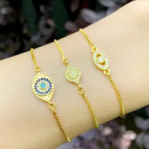 Wholesale Fashion Devil's Eye Copper 18k Gold Plated Zircon Bracelets In Bulk