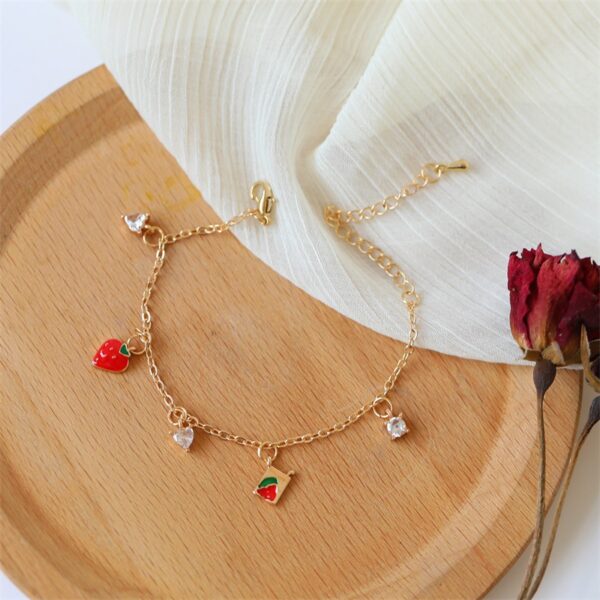 Wholesale Alloy Oil Drop Strawberry Bracelet