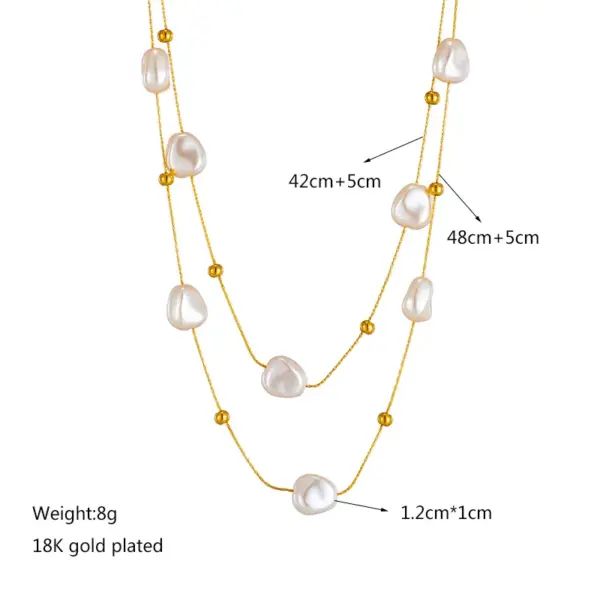 Wholesale Jewelry French Style Irregular 304 Stainless Steel Plastic 18K Gold Plated Pearl Plating Stainless Steel Necklaces