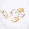Fashion Copper Gold Plated Love English Letter Micro-set Zircon Open Ring