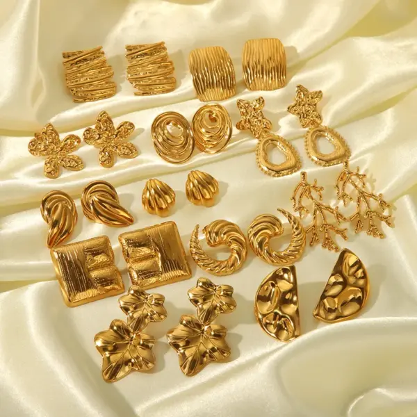 Wholesale PVD Coated Real Gold Plated 18K Gold Irregular 304 Stainless Steel 316 Stainless Steel IG Style Marine Style Modern Style Waterproof Non Tarnish Ear Studs