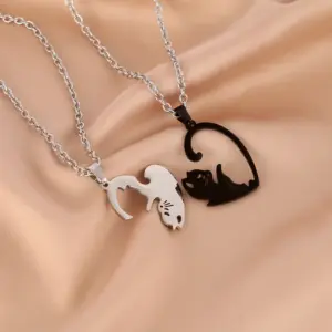Wholesale Jewelry Simple Style Cat 304 Stainless Steel Polishing Pendant Necklace