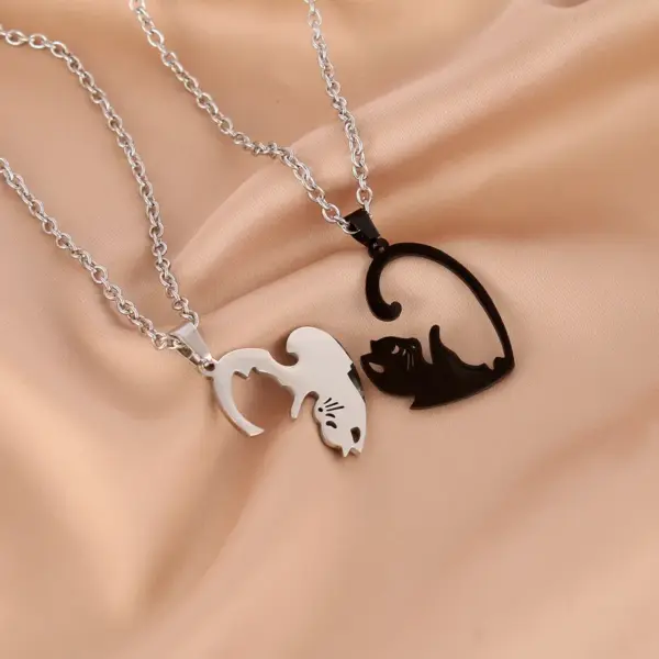 Wholesale Jewelry Simple Style Cat 304 Stainless Steel Polishing Pendant Necklace