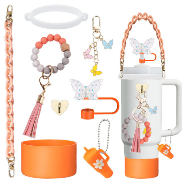 Wholesale Pendant Bracelet Keychain Resin Butterfly Straw Dust Cover