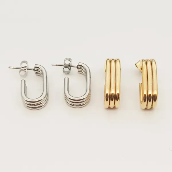 Wholesale Ion Plating (IP) Geometric 304 Stainless Steel Elegant Simple Style Commute Waterproof Non Tarnish Ear Studs