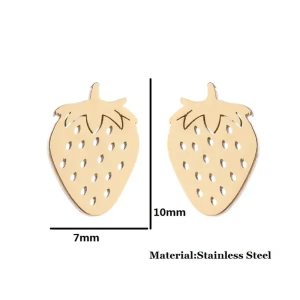Wholesale PVD Coated 18K Gold Real Gold Plated Strawberry 304 Stainless Steel Fashion Waterproof Non Tarnish Ear Studs