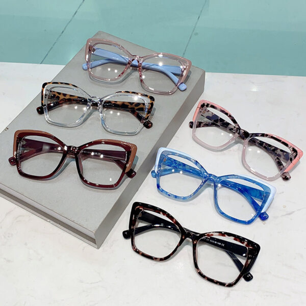 Wholesale European and American style cat's eye personality contrast color high-level anti-blue light glasses Internet-famous same style literary retro fashion flat mirror