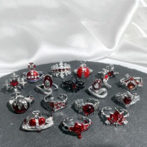 Wholesale New red enamel sweet cool punk ins cold style fashion niche design exquisite high-grade personality ring