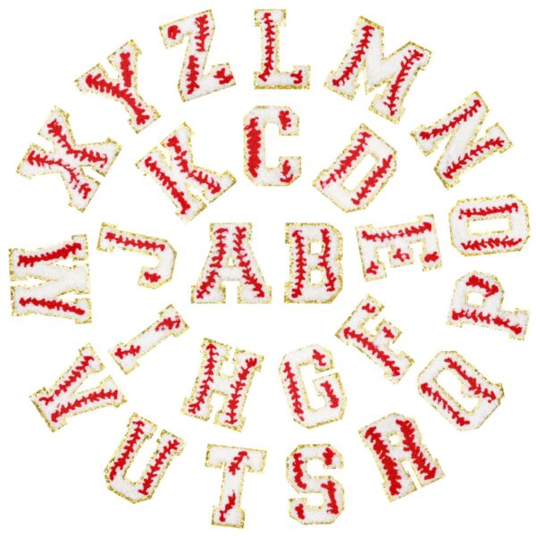 Wholesale 26 Baseball Alphabet Stickers with English Embroidery