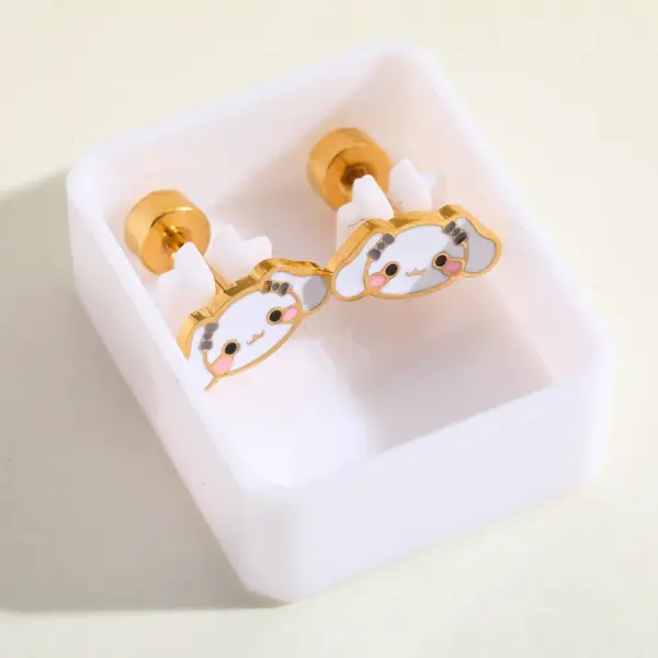 Ion Plating (IP) Real Gold Plated 18K Gold Shamrock Animal 304 Stainless Steel Cute Lady Streetwear Waterproof Non Tarnish Ear Studs