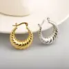 PVD Coated Real Gold Plated Stripe Stainless Steel Simple Style Waterproof Non Tarnish Earrings