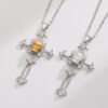 Wholesale Halloween Dark Cross Rhinestone Skull Collarbone Necklace
