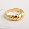 PVD Coated Real Gold Plated Waves Stainless Steel Simple Style Waterproof Non Tarnish Rings
