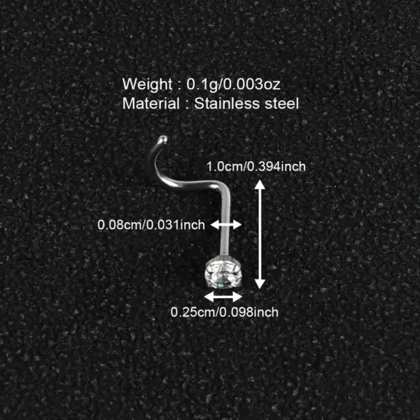 1 Piece Nose Rings & Studs Simple Style Classic Style Geometric 303 Stainless Steel Polishing Inlay Zircon Nose Rings & Studs Nose Pin