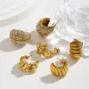 Wholesale INS Style Basic Retro Irregular Water Drop 304 Stainless Steel Rhinestone Water Plated Imitation Gold Casual Women's Earrings