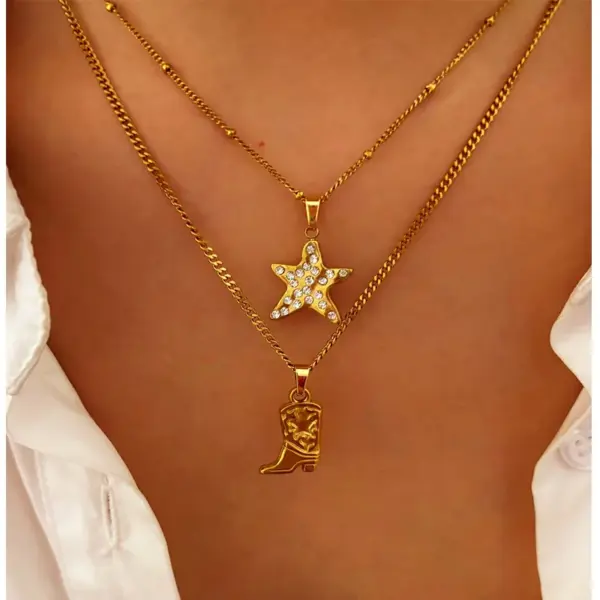 PVD Coated Real Gold Plated 18K Gold Lemon Cherry Strawberry 316L Stainless Steel Retro Sweet Waterproof Non Tarnish Surgical Steel Pendant Necklace