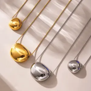 Wholesale PVD Coated Real Gold Plated Solid Color 304 Stainless Steel Simple Style Classic Style Waterproof Non Tarnish 304 Stainless Steel Pendant Necklace