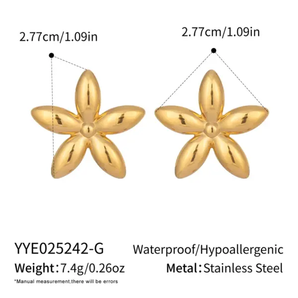 Wholesale PVD Coated Real Gold Plated 18K Gold Star 304 Stainless Steel Sweet Artistic Waterproof Non Tarnish Ear Studs