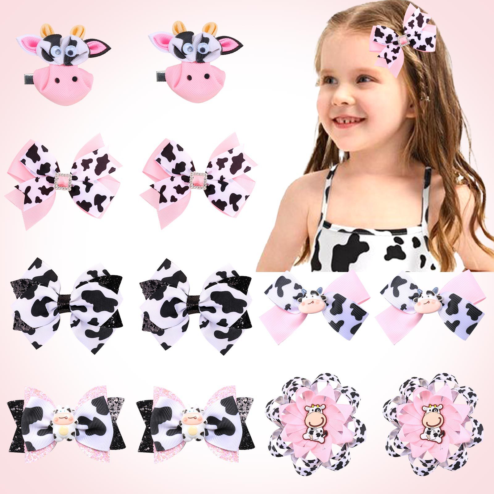 Wholesale European and American Cow Pattern Bow Hairpins pular Kidsren's Bow Hair