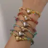 Wholesale Handmade Love Heart Pendant Zircon Embedded Stainless Steel 18K Gold Plated Cotton Rope Bracelet Sweet Cute Jewelry Accessory