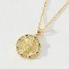 Wholesale Copper Cable Chain Plating Inlay Oval Zircon Pendant Necklace