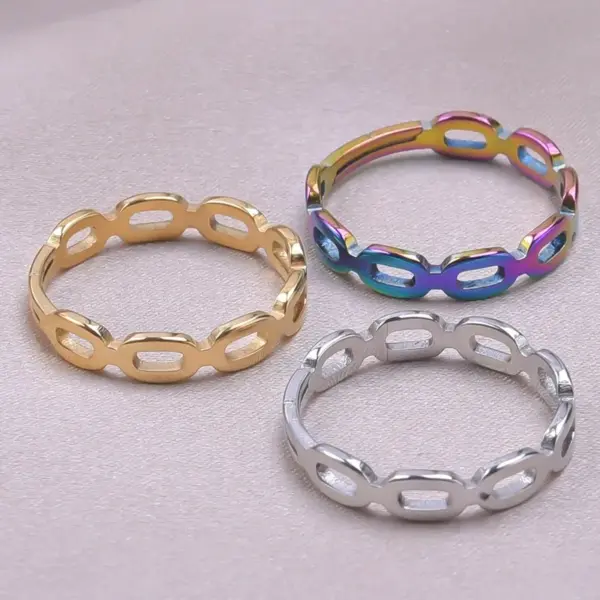 oly-27094c1e55a94bf0225ecc458730c56b Wholesale PVD Coated Real Gold Plated 18K Gold Solid Color 304 Stainless Steel Simple Style Waterproof Non Tarnish Rings