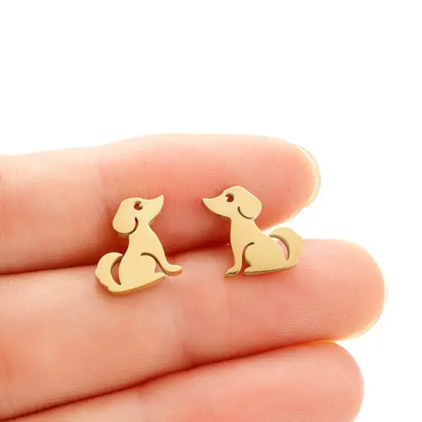 Wholesale PVD Coated 18K Gold Real Gold Plated Animal 304 Stainless Steel Cute Sweet Korean Style Waterproof Non Tarnish Ear Studs