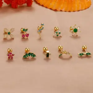 1 Piece Elegant Modern Style Geometric Cherry Flower 304 Stainless Steel Ear Studs