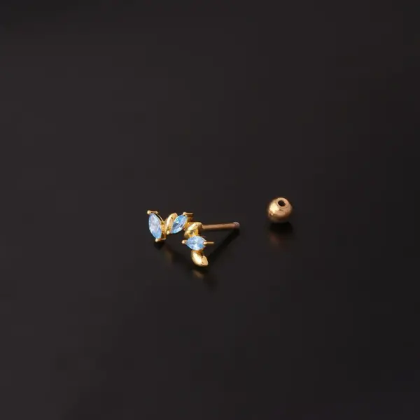 316L Stainless Steel Copper Zircon Ear Cartilage Rings & Studs Geometric Waterproof Non Tarnish Surgical Steel