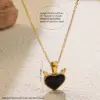 304 Stainless Steel Plastic Heart Shape Ion Plating (IP) 18K Gold Plated Princess Simple Style Classic Style Waterproof Non Tarnish Cable Chain Pendant Necklace