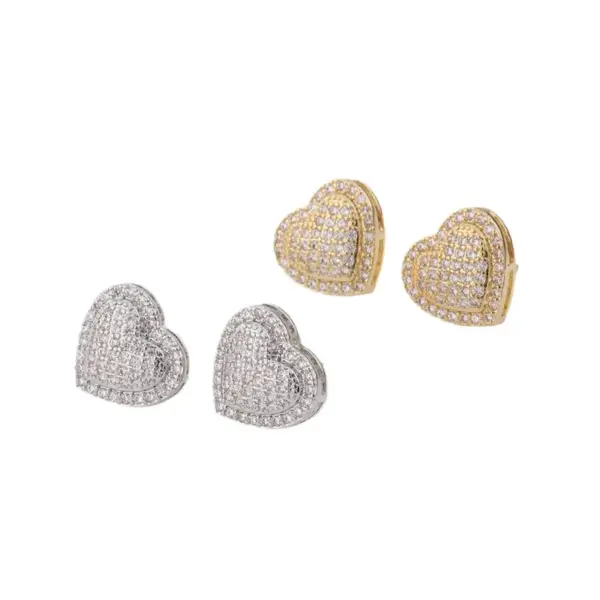 Wholesale 1 Pair Elegant Glam Heart Shape Copper Zircon Ear Studs