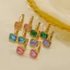 Wholesale PVD Coated 14K Gold Real Gold Plated Square 304 Stainless Steel Simple Style Classic Style Waterproof Non Tarnish Drop Earrings