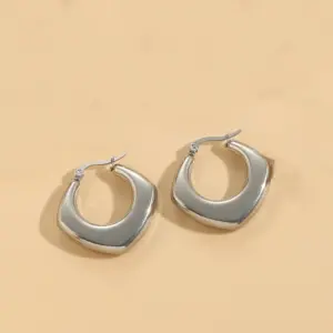 Square Hollow Earrings Steel Small