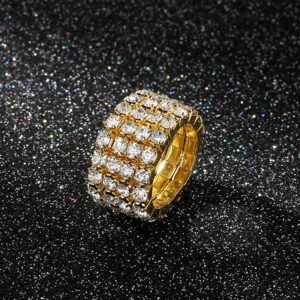 Wholesale Europe and the United States cross-border multi-row Diamond ring all-match bride colored diamond ring New elastic Rhinestone ring ladies