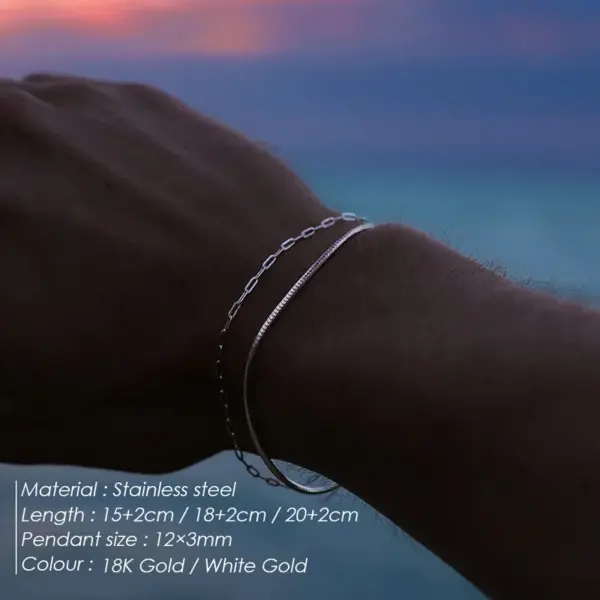 Wholesale 304 Stainless Steel Paper Clip PVD Coated 18K Real Gold Plated Real Gold Plated Simple Style Classic Style Waterproof Non Tarnish Paperclip Chain Chain Bracelet