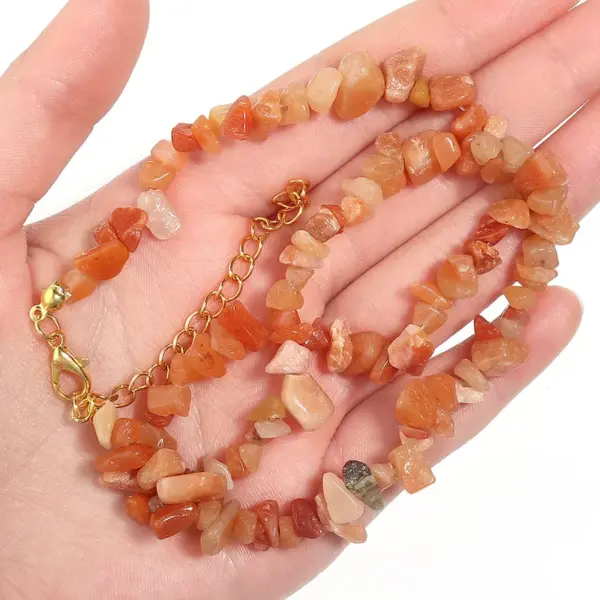 Vintage Style Geometric Natural Stone Gravel Beaded Chain Necklace In Bulk