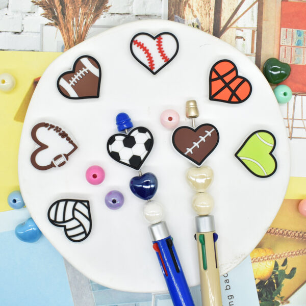 Wholesale Cartoon sports series soft rubber balls and loose beads