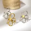 Ion Plating (IP) Real Gold Plated 18K Gold Flower 304 Stainless Steel Retro Waterproof Non Tarnish Open Rings