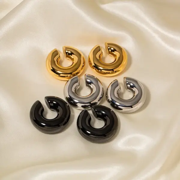 304 Stainless Steel C Shape PVD Coated 18K Gold Plated Simple Style Plating Gold Ear Clips