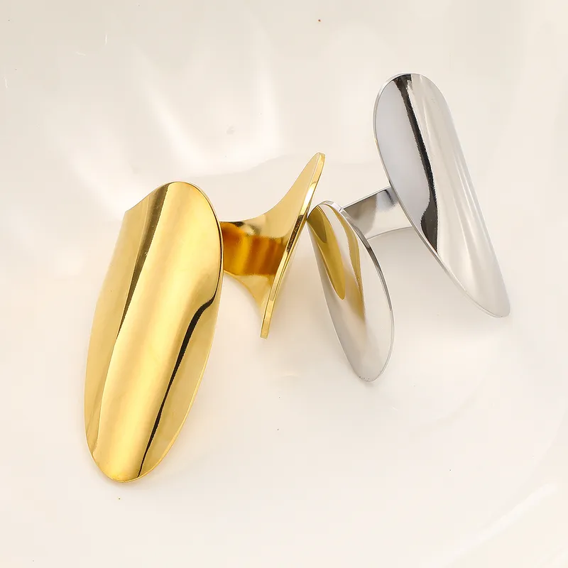 Wholesale Real Gold Plated Geometric Solid Color 304 Stainless Steel Vintage Style Waterproof Non Tarnish Open Rings