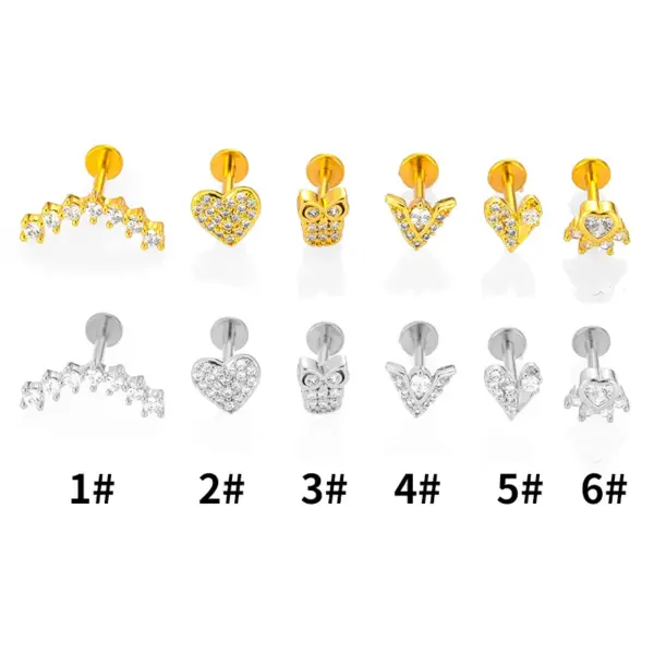 1 Piece Lip Rings Casual Nordic Style Punk Geometric Paw Print Heart Shape 316L Stainless Steel Waterproof Non Tarnish Surgical Steel Zircon Ion Plating (IP) 18K Gold Plated Lip Rings Ear Cartilage Rings & Studs Nose Rings & Studs
