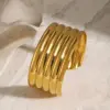 Wholesale 304 Stainless Steel Round PVD Coated 18K Real Gold Plated Real Gold Plated IG Style Simple Style Waterproof Non Tarnish Gold Bangle