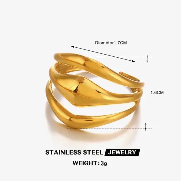 Wholesale Ion Plating (IP) 18K Gold Plated Lines 304 Stainless Steel Simple Style IG Style Waterproof Non Tarnish Rings