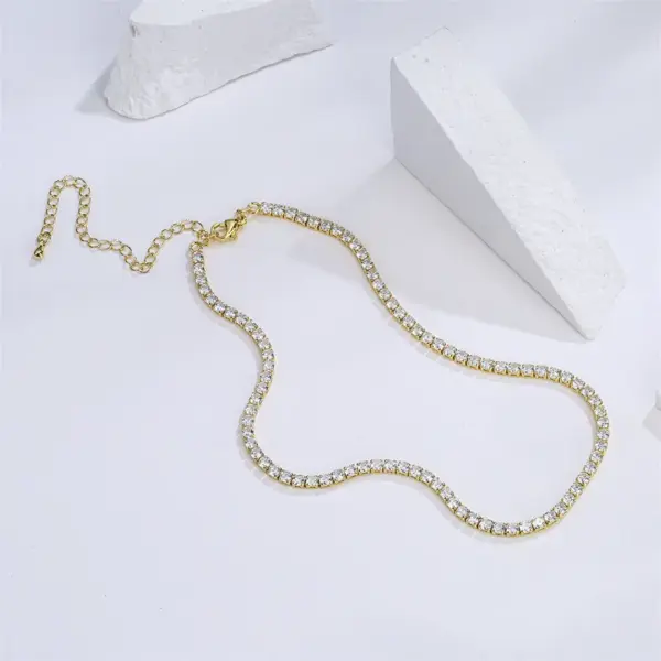 Wholesale Fashion Copper Plating 18k Gold Micro Inlay Color Zirconium Necklace