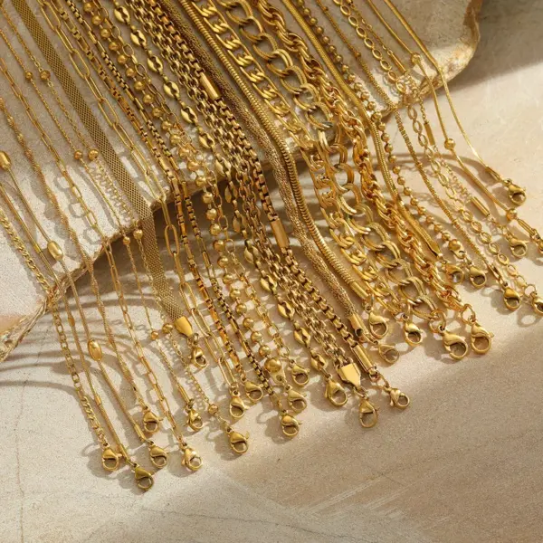 Wholesale Jewelry Casual Simple Style Solid Color 202 Stainless Steel PVD Coated Plating Cable Chain Figaro Chain Necklace